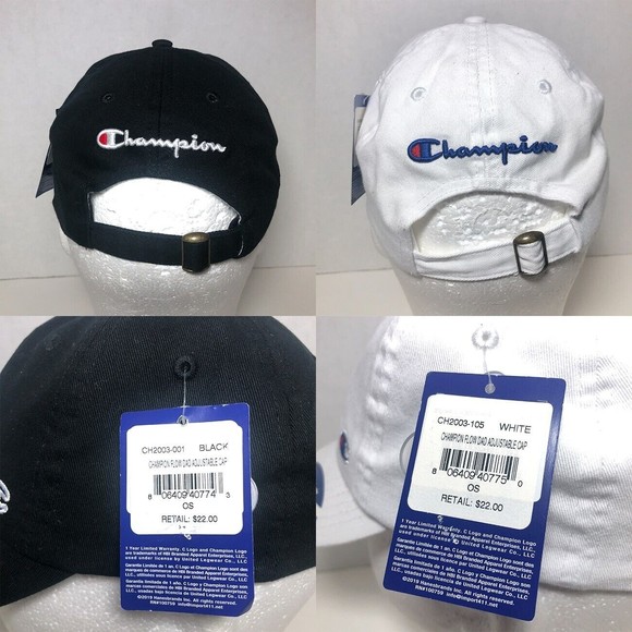 Lot of Two (2) Women's OSFA Champion Baseball Cap Hats, (1) Black, (1) White - Picture 3 of 4